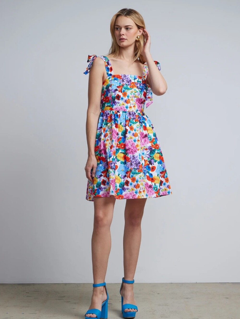 New York & Co Floral Tie-Shoulder Fit And Flare Sundress